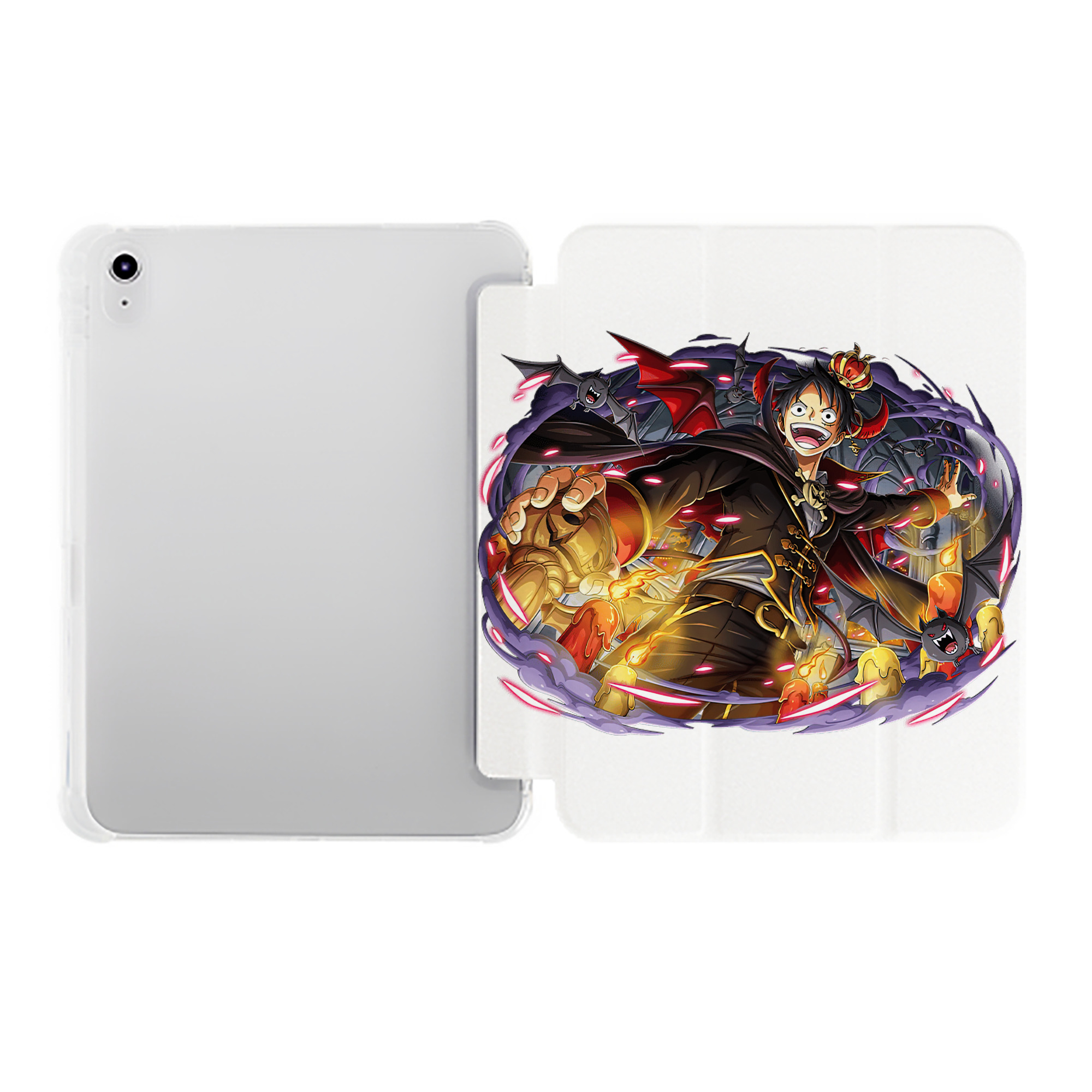 （画像用） ワンピース モンキー・D・ルフィ ONE PIECE Monkey D. Luffy IPad ケース ペン収納付き 三つ折りスタンド PUレザー×シリコン 対応機種9.5/10.5/10.9インチ
